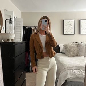 H&M Brown Suede Moto Jacket